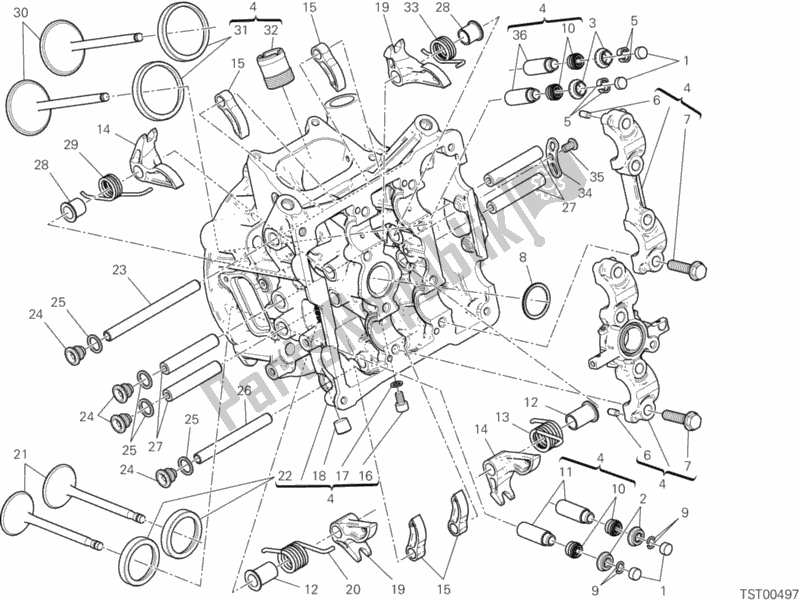Todas as partes de Cabeça Horizontal do Ducati Superbike 1199 Panigale S ABS Brasil 2015